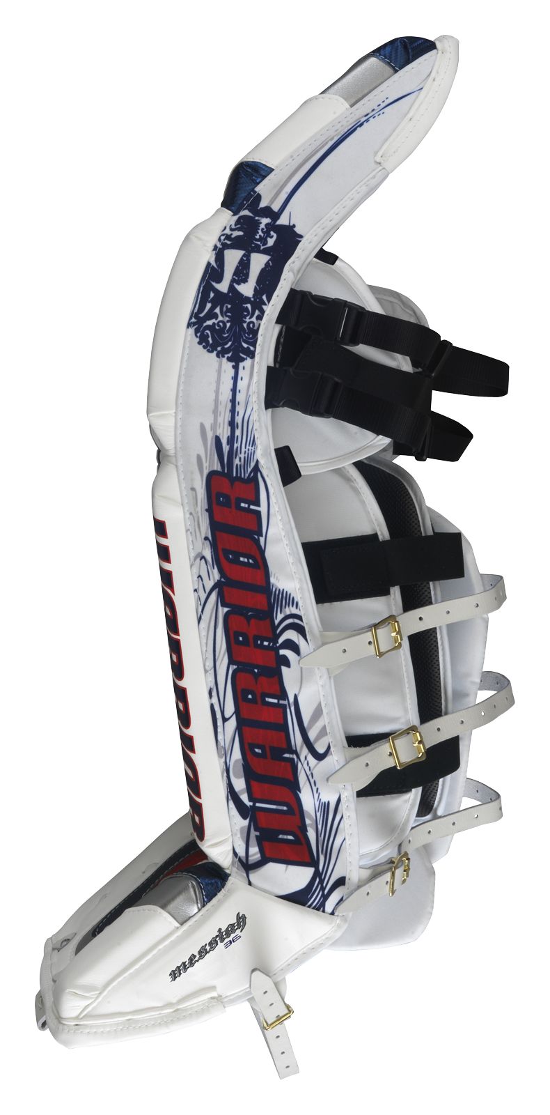 Messiah Leg Pads, White with Navy &amp; Red