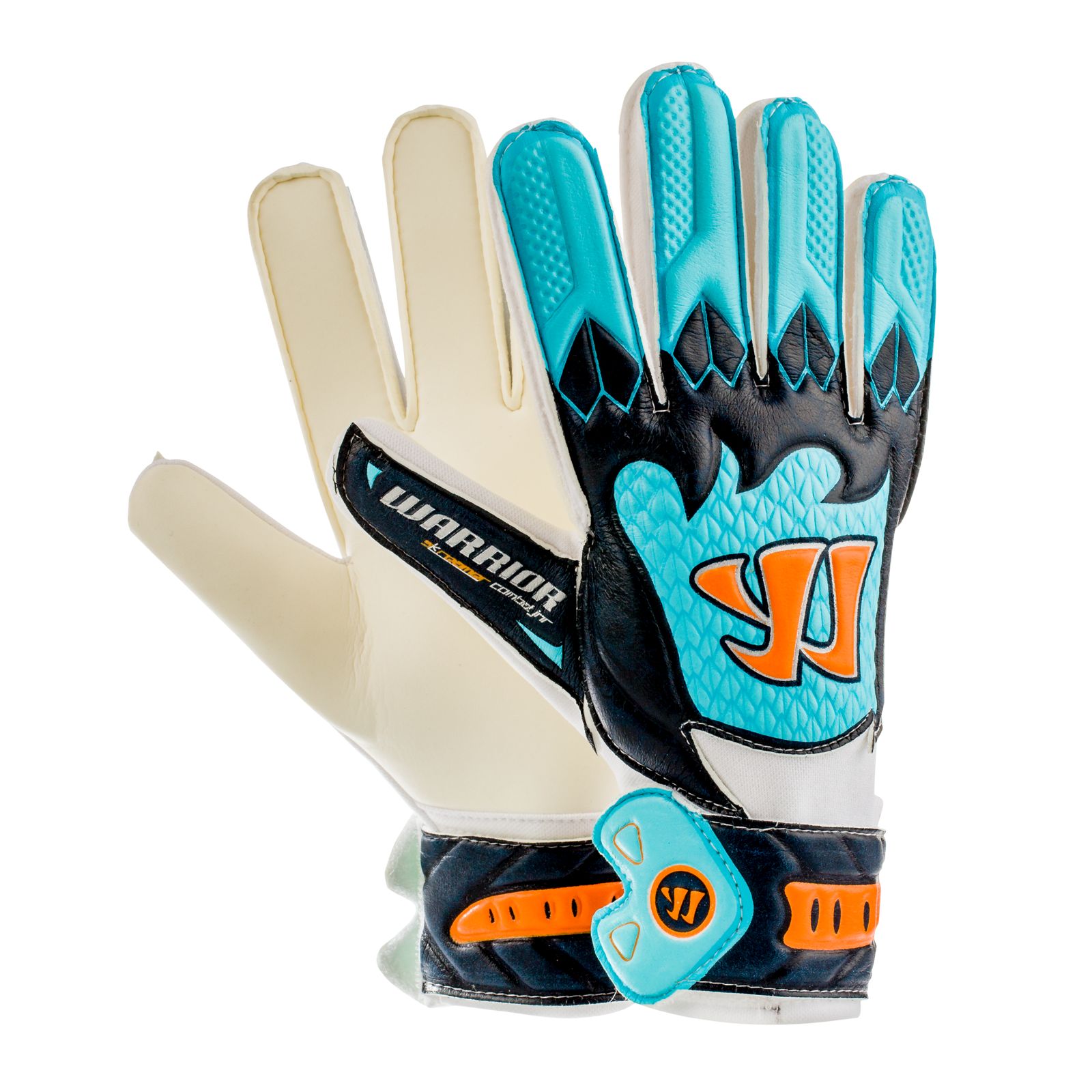 Skreamer Combat Junior Goalkeeper Gloves, White with Blue Radiance &amp; Insignia Blue