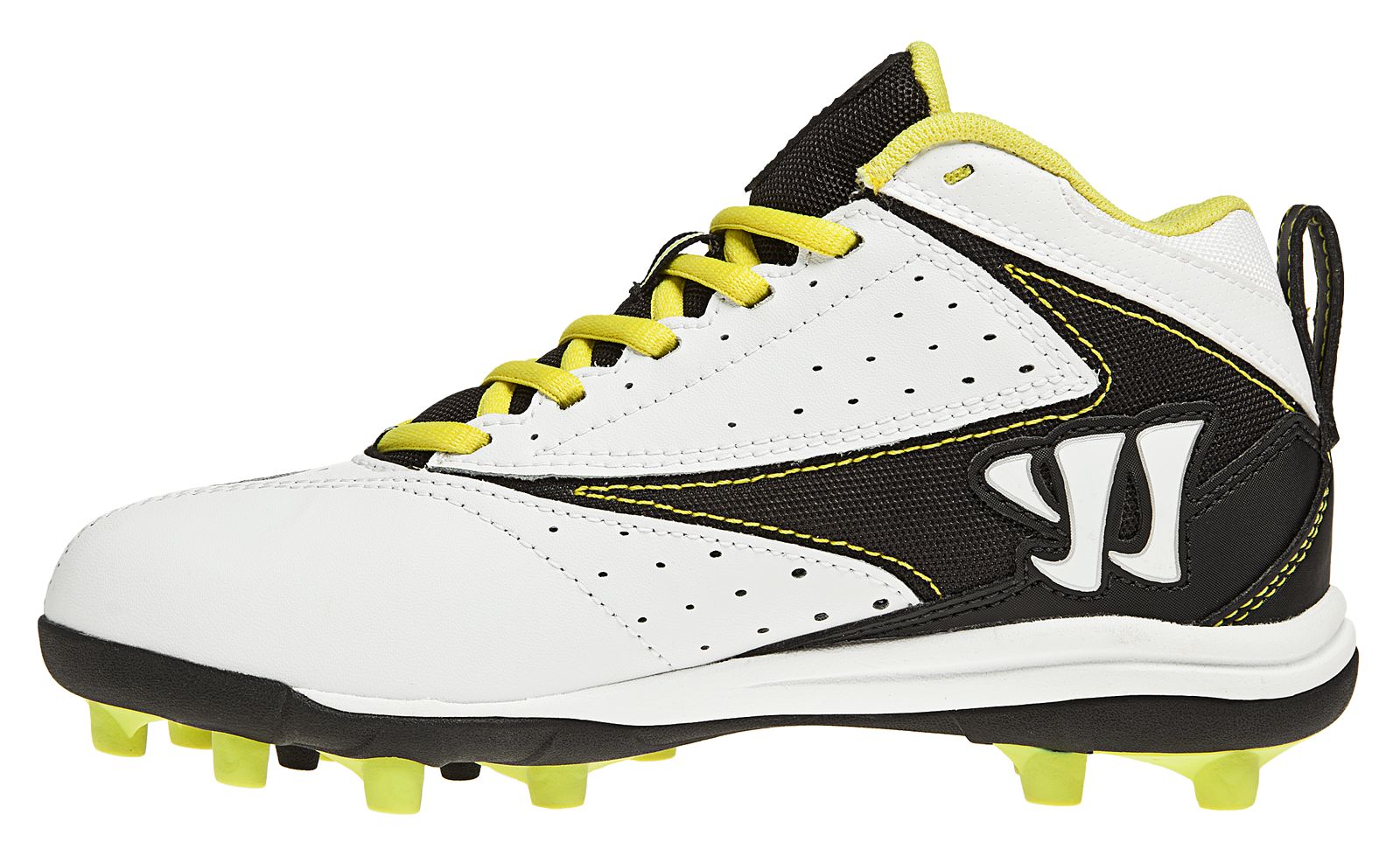 Youth Vex Cleat, White with Black &amp; Yellow