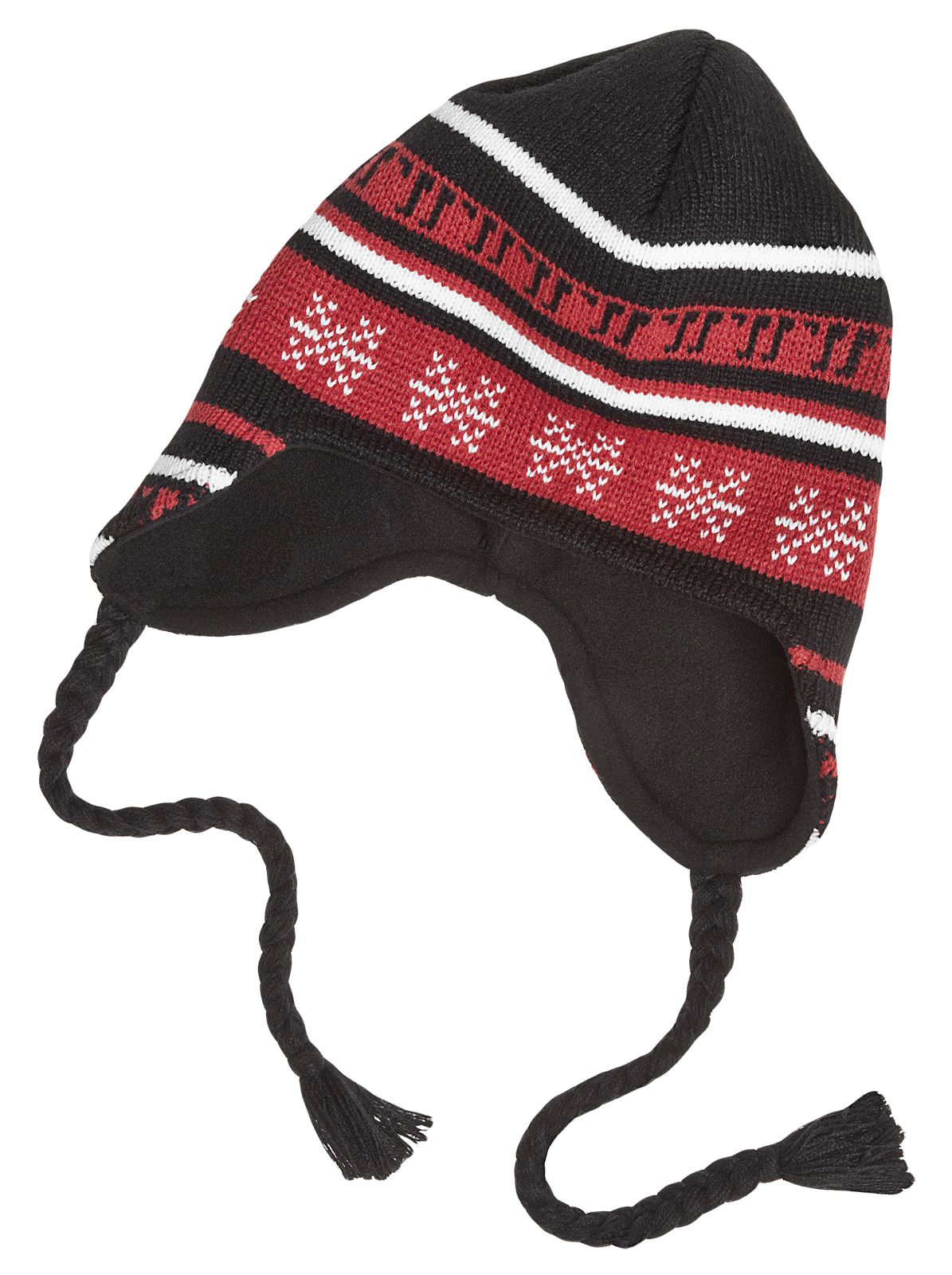 Lodge Beanie, Black with Red &amp; White