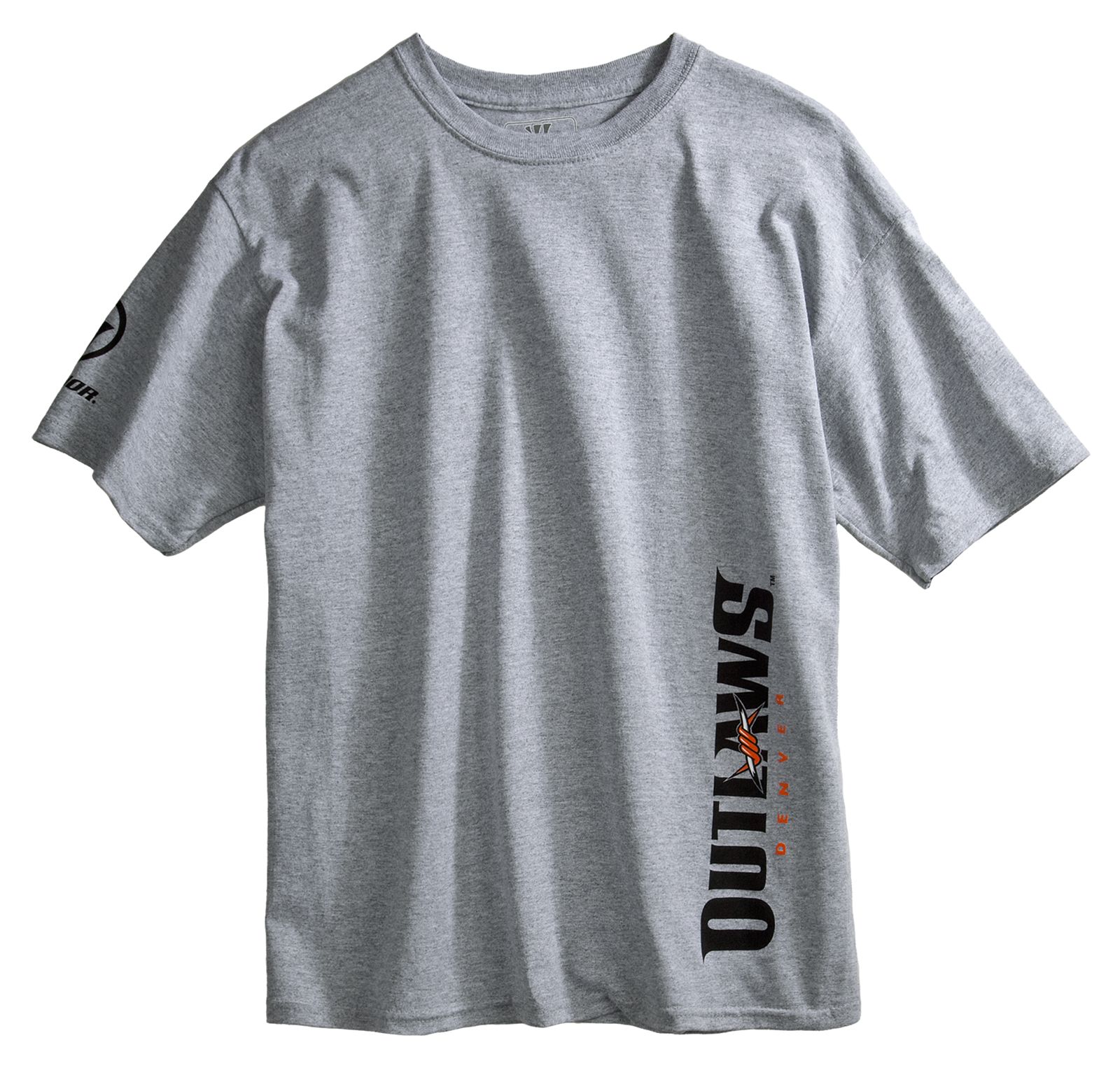 Youth Denver Outlaws Tee, Heather Grey with Black &amp; Orange