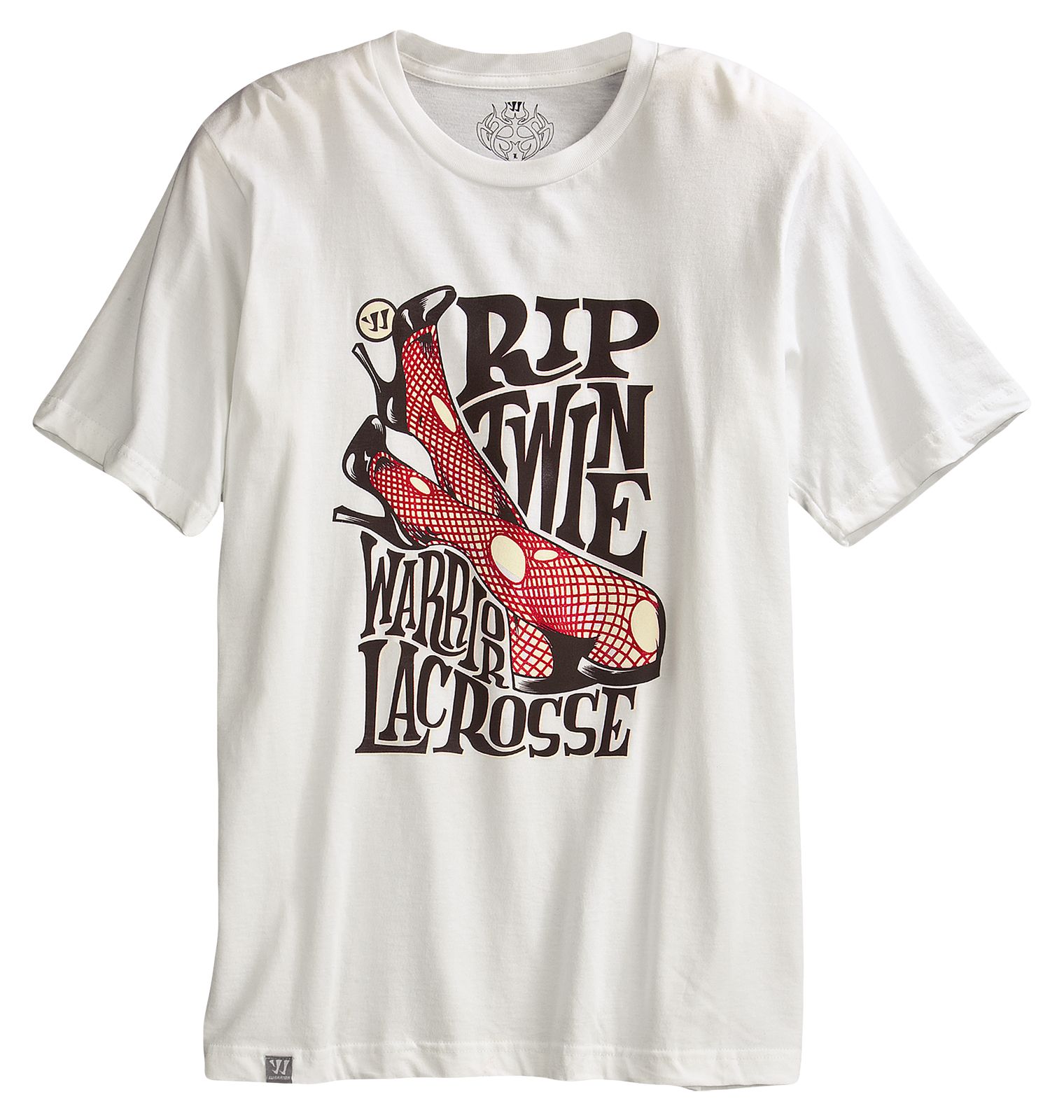 Twine Short Sleeve Tee, White with Brown &amp; Red