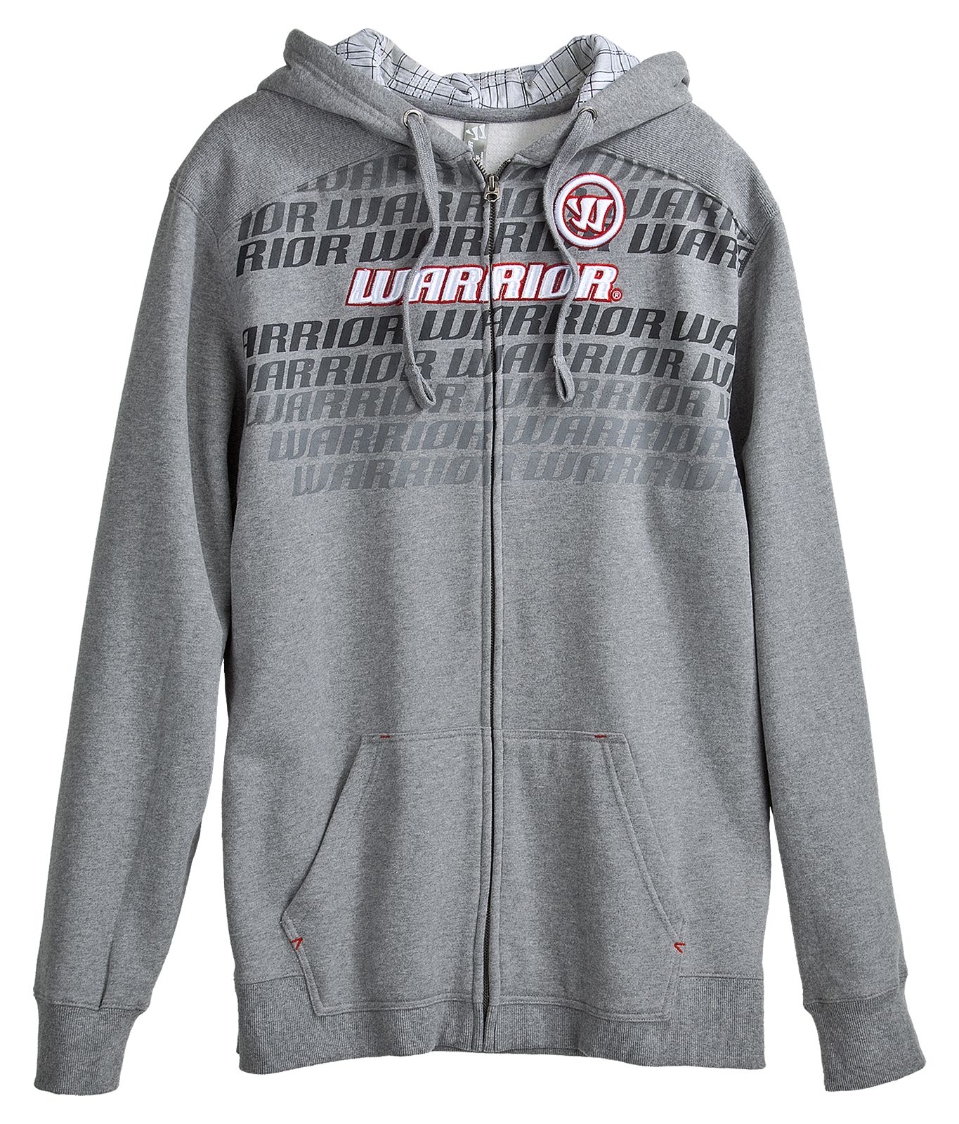 Fade Out Zip-front Hoodie, Heather Grey with White & Red