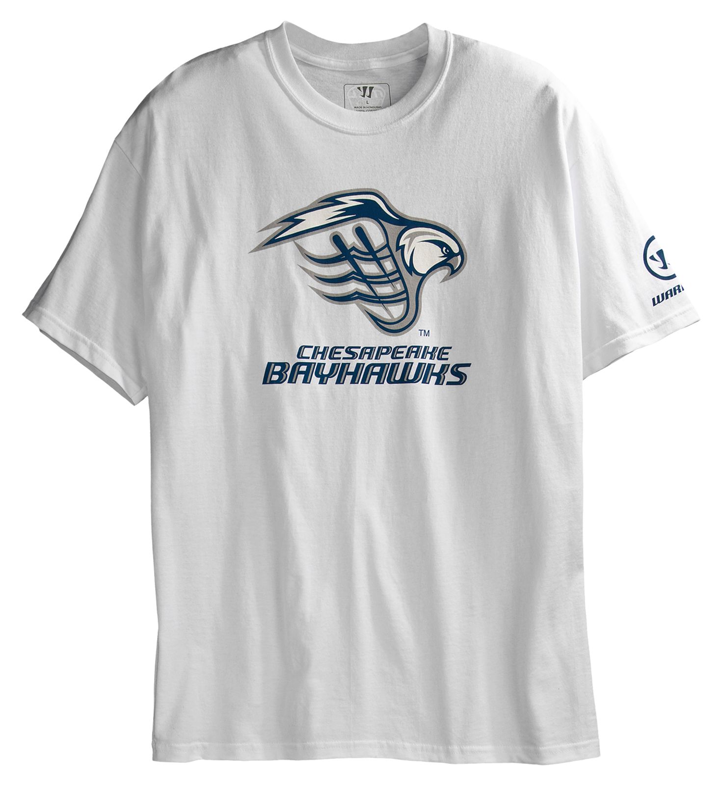 Chesapeake Bayhawks Tee, White with Navy & Grey