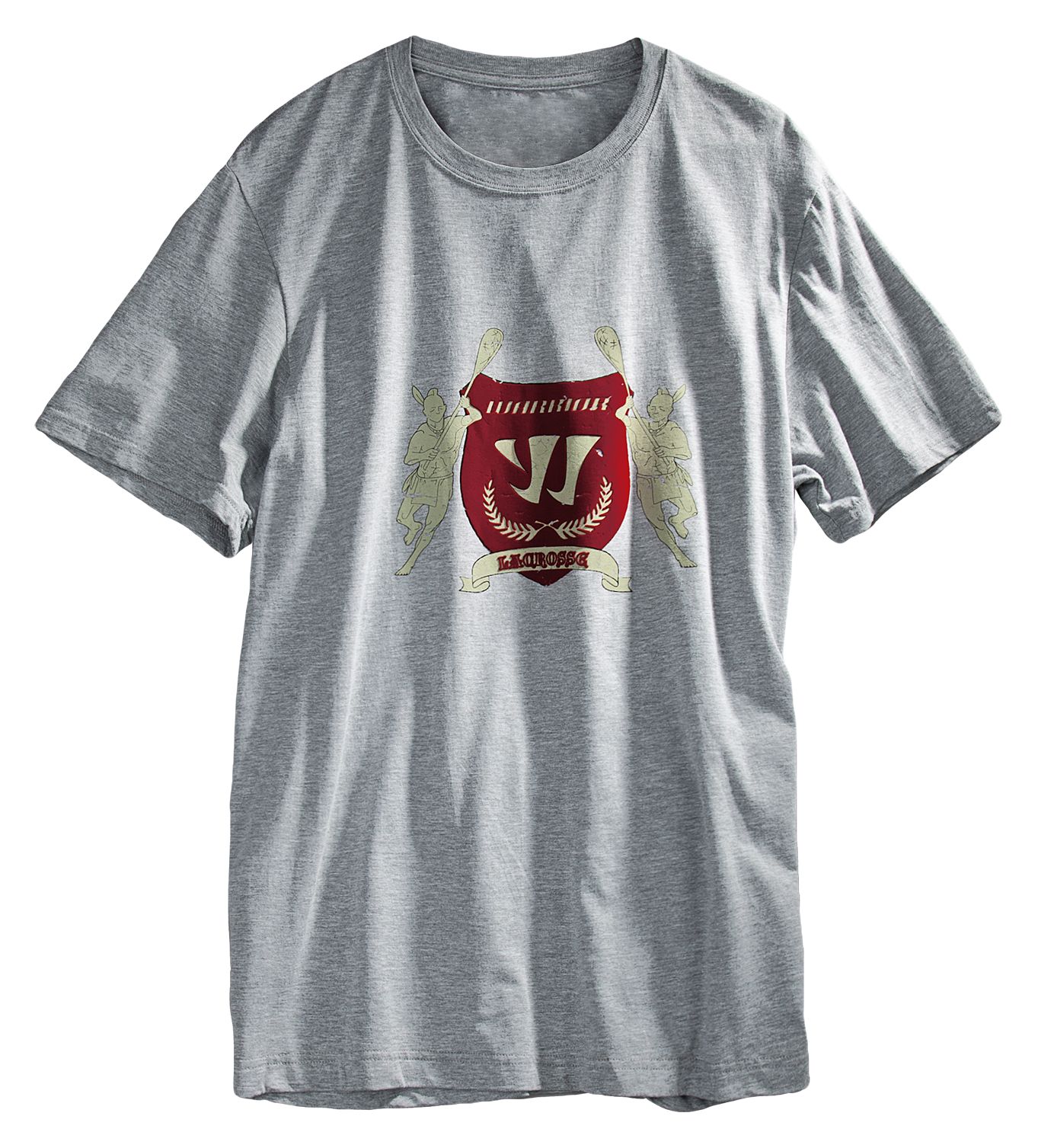 Heritage Lax Tee, Dark Heather Gray with Red & Gold