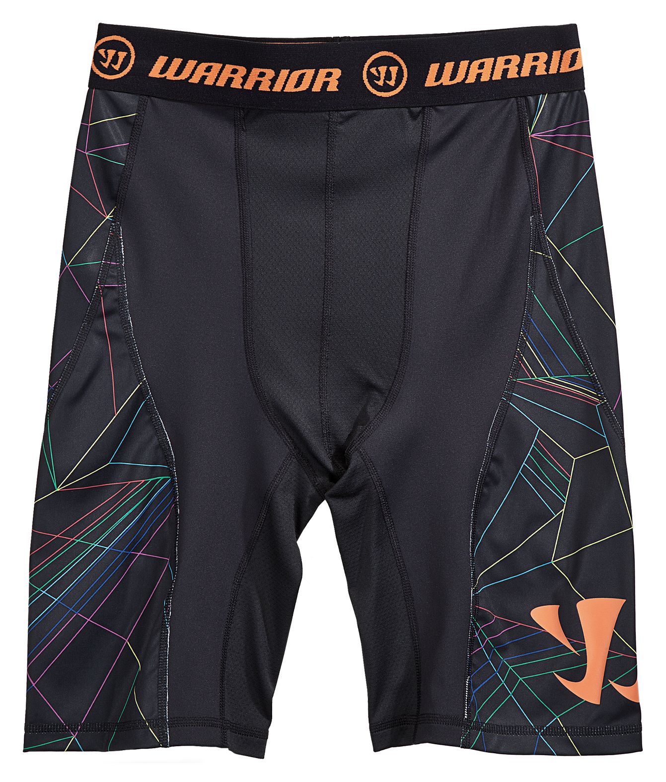 Game On Compression Short Special Edition Print, Black with Orange &amp; Vision Blue