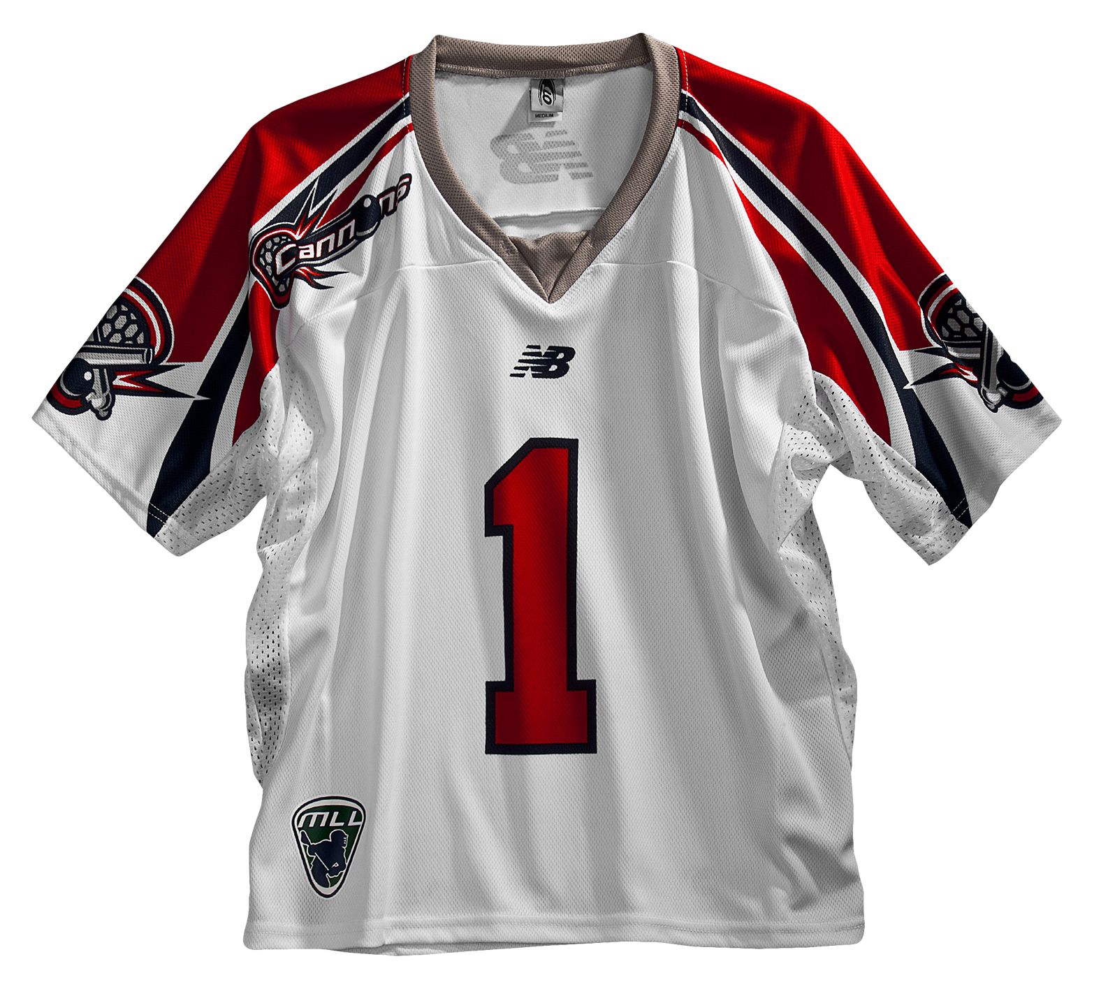 Youth Boston Cannons Replica Jersey, White with Red &amp; Navy