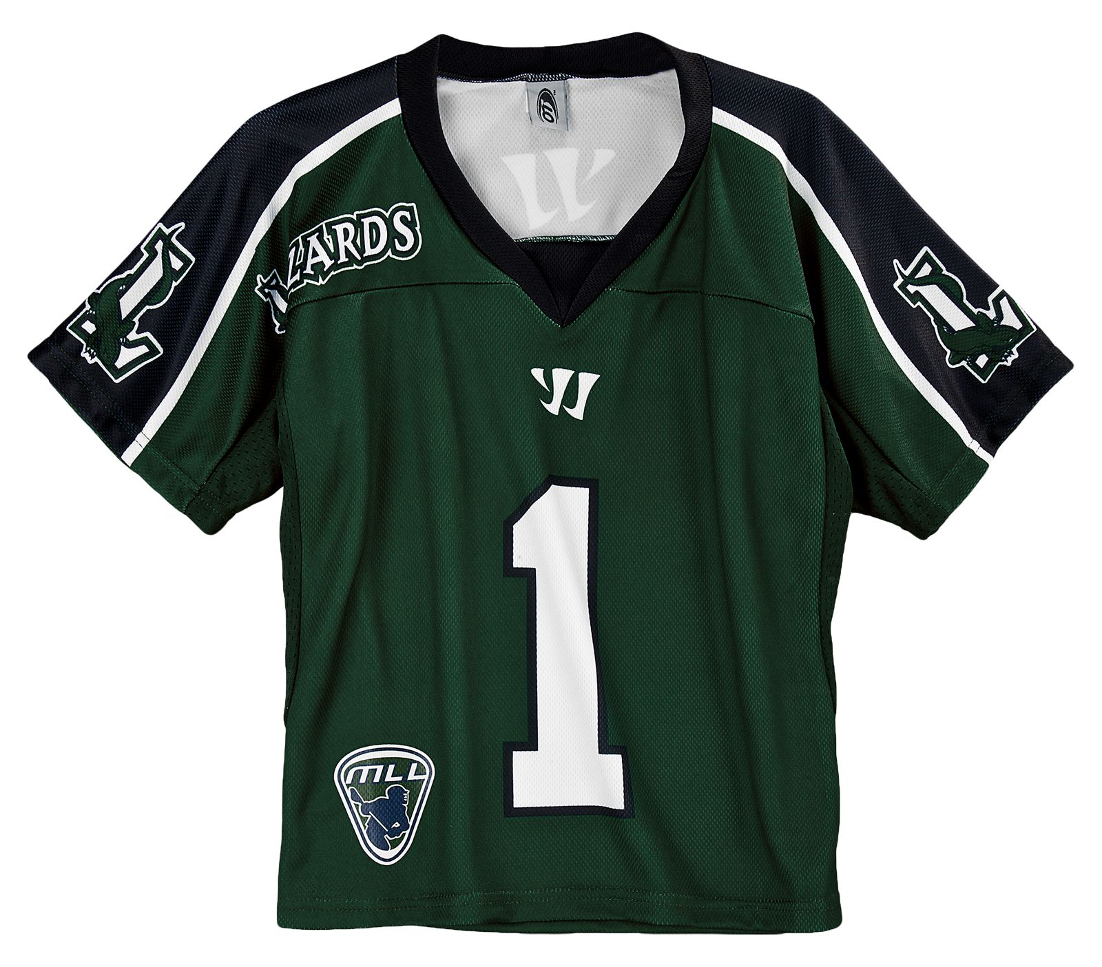 Youth Long Island Lizards Replica Jersey, Green with Navy &amp; White