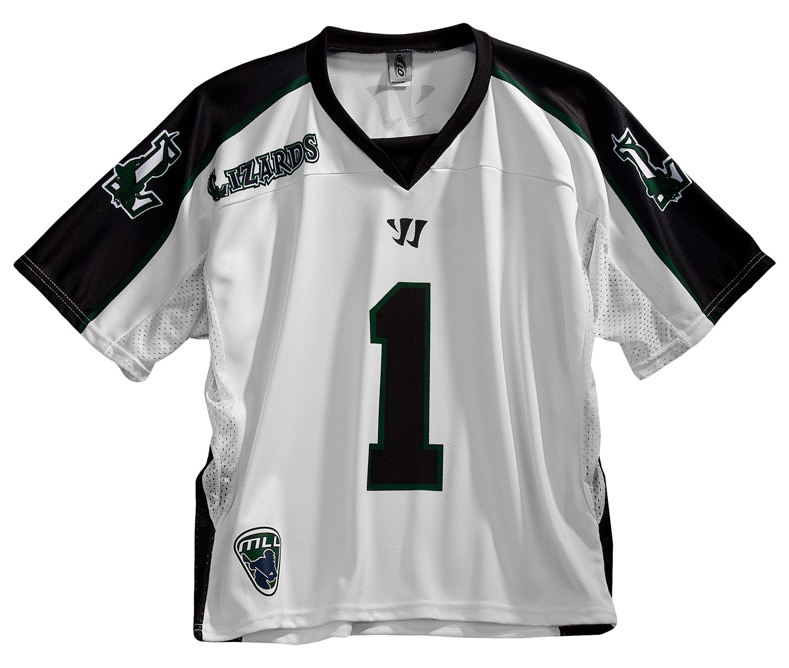 Youth Long Island Lizards Replica Jersey, White with Black & Green