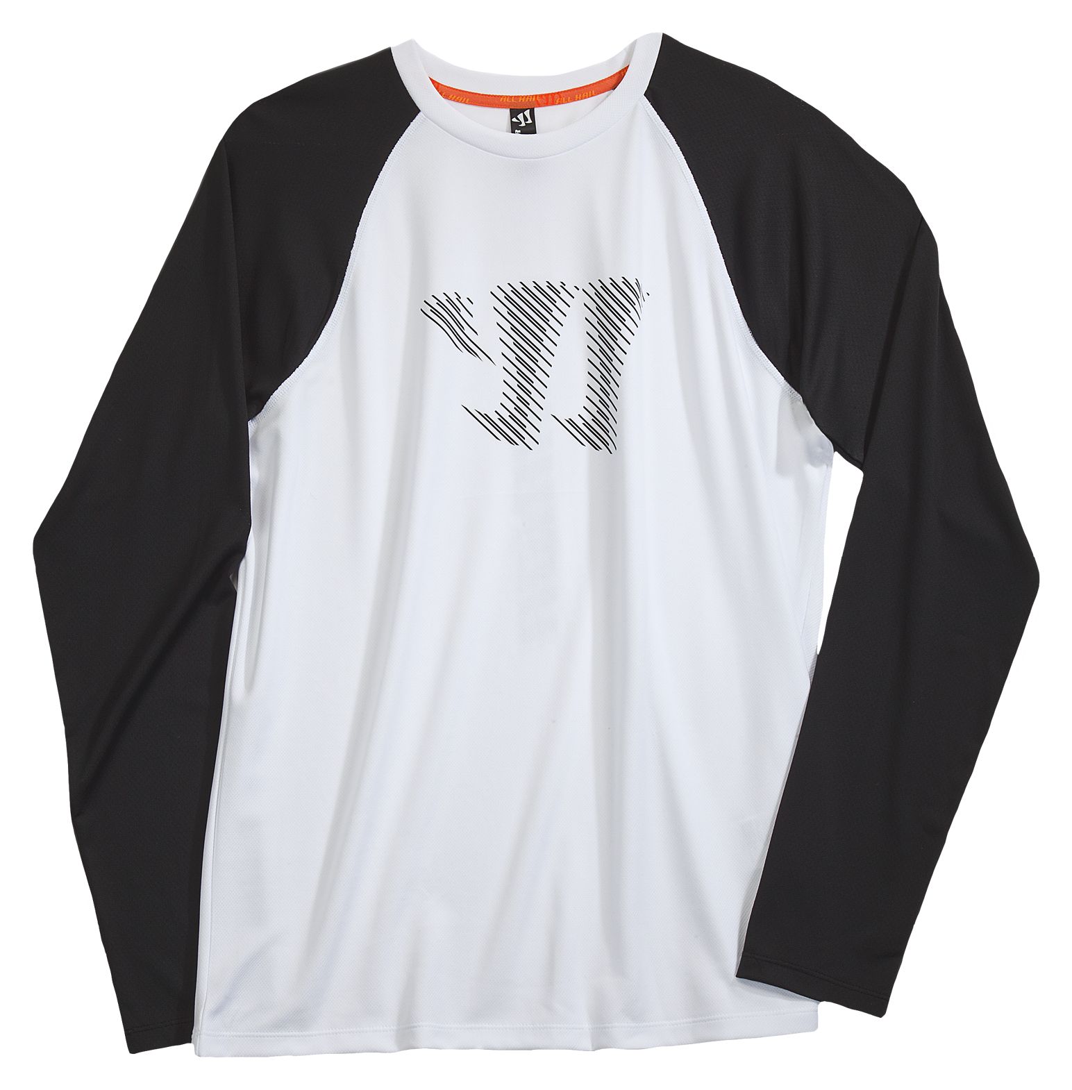 Long Sleeve Training Top, White with Black
