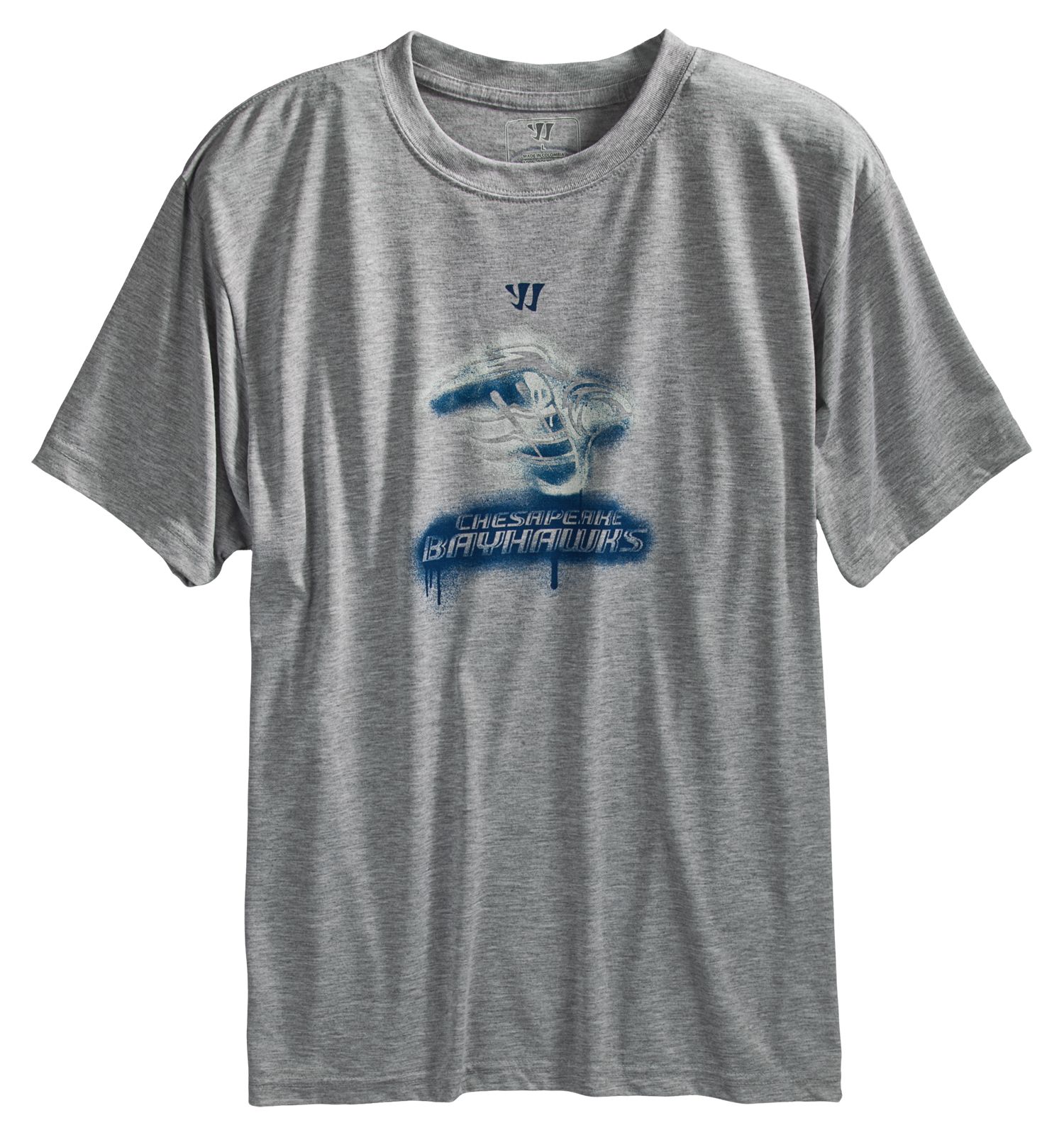 Chesapeake Bayhawks Tech Shirt, Athletic Grey with Blue