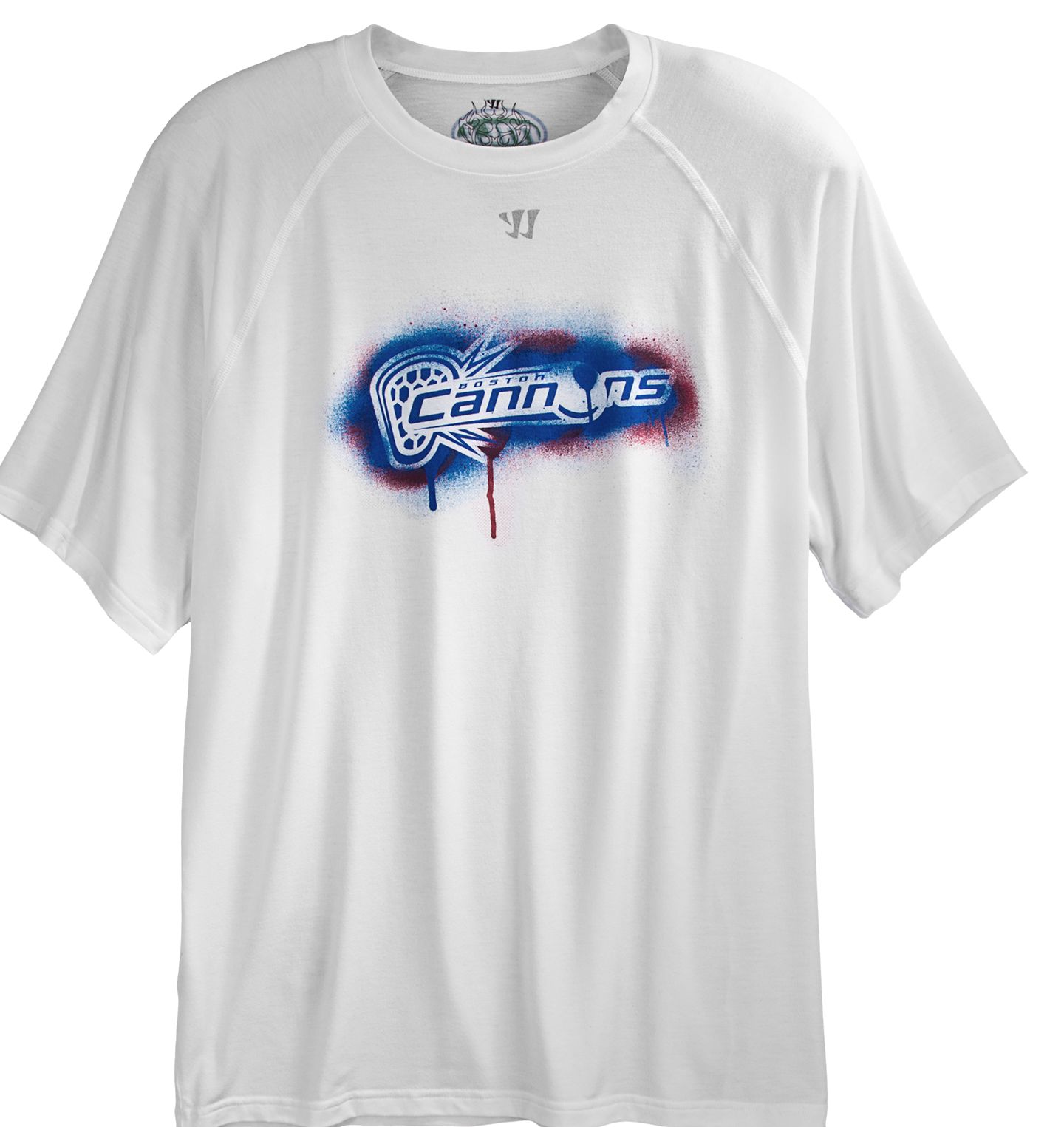 Boston Cannons Tech Shirt, White with Blue &amp; Red
