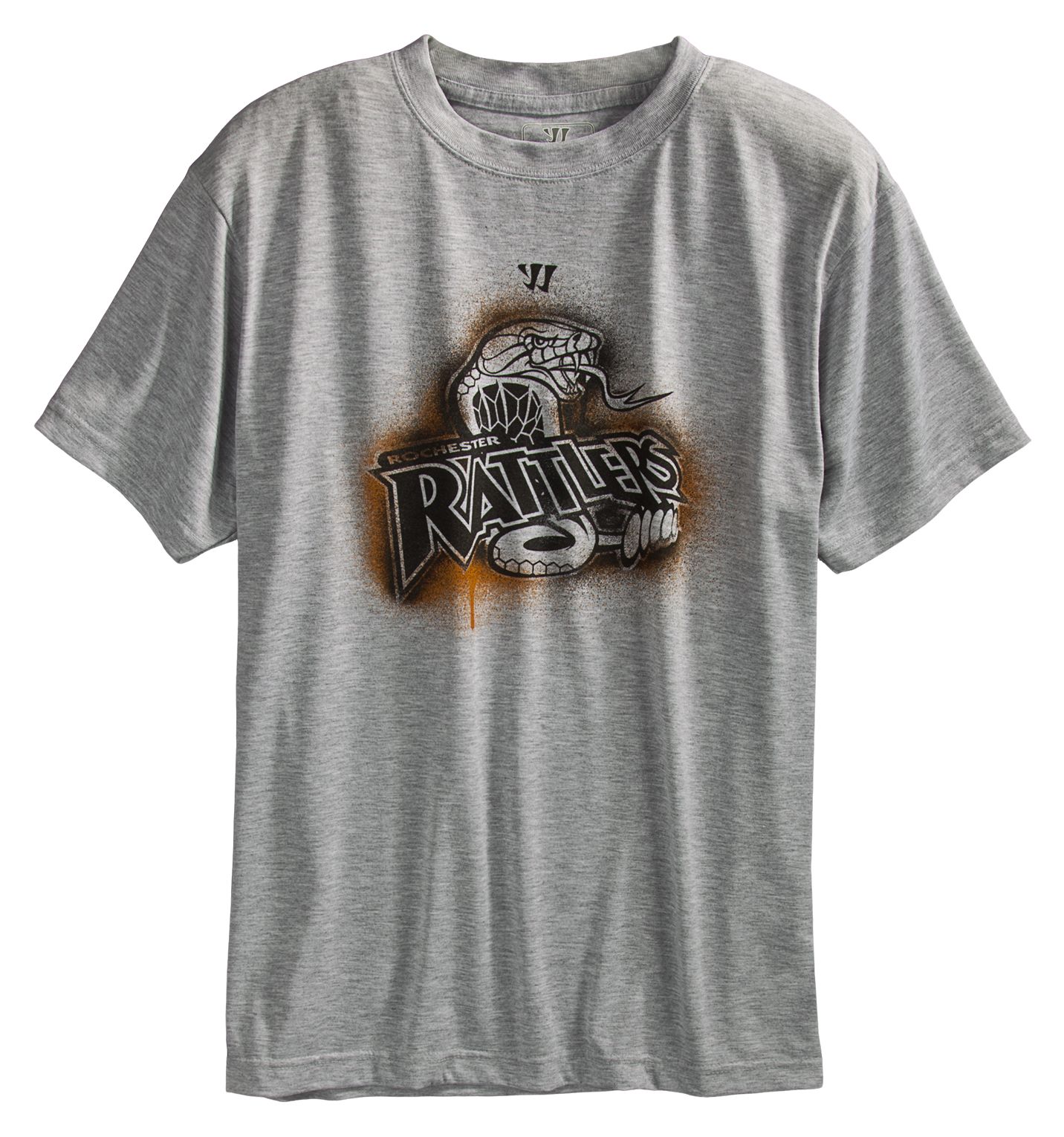 Rochester Rattlers Tech Shirt, Athletic Grey with Black &amp; Brown