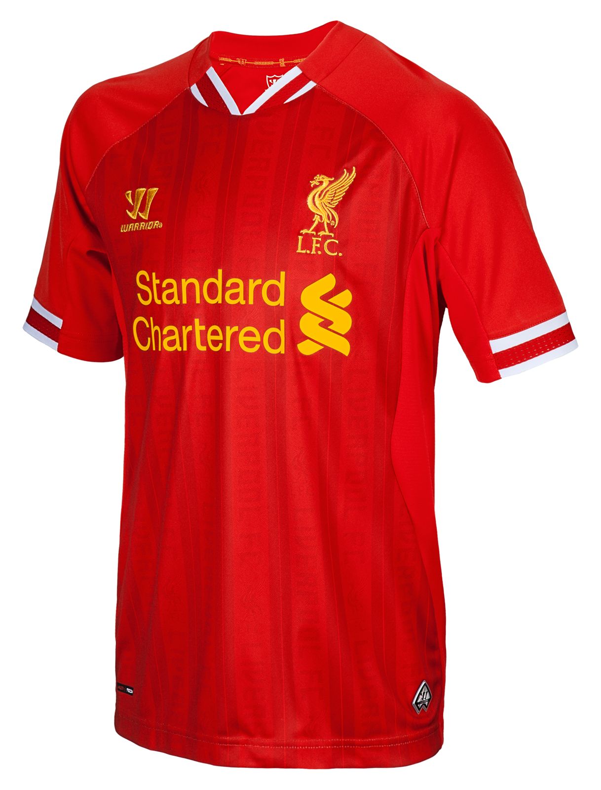 Liverpool Home Junior Short Sleeve Jersey 2013/14, High Risk Red with White &amp; Amber Yellow