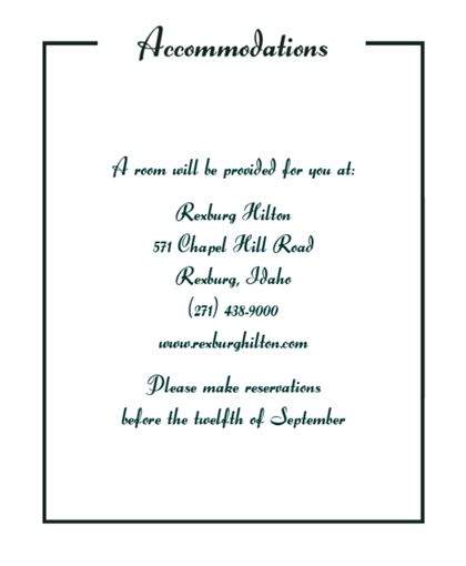 The Baltimore Accommodation Cards
