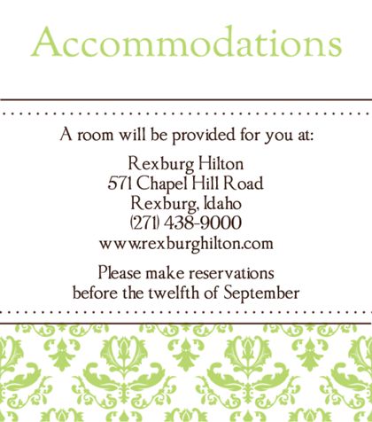 The Irving Accommodation Cards