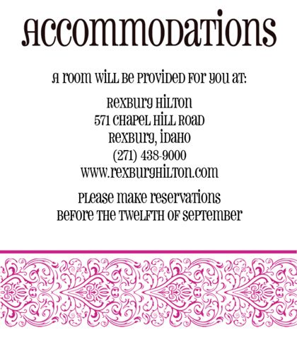 The Plano Accommodation Cards