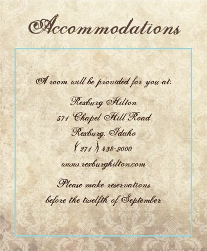 The Santa Ana Accommodation Cards
