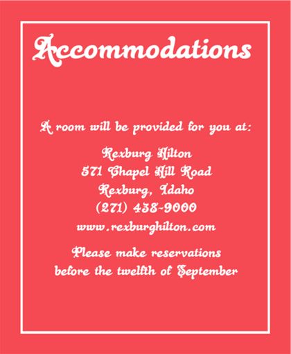 The Wichita Accommodation Cards