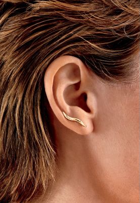 Ear Pin 14K Gold Swirl Earrings