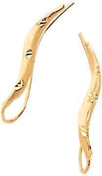 Ear Pin 14K Gold Swirl Earrings