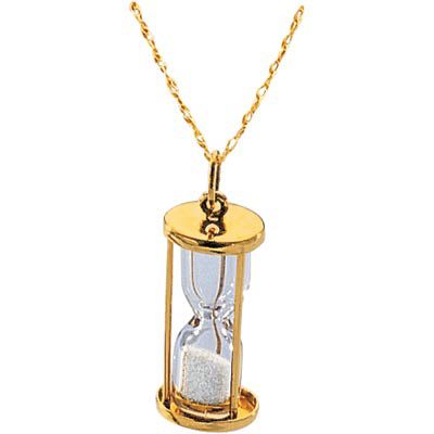 14K Gold Diamond Dust Hourglass Pendant