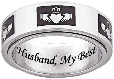 Men's Stainless Steel Claddagh Spinner Band