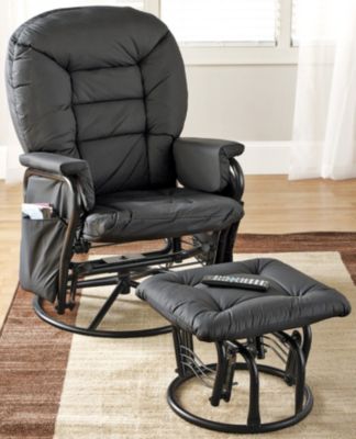 Black Glider Recliner with Ottoman