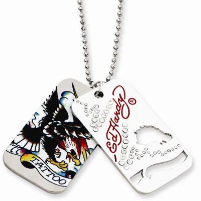 Ed Hardy Tattoo Dog Tag Painted Necklace