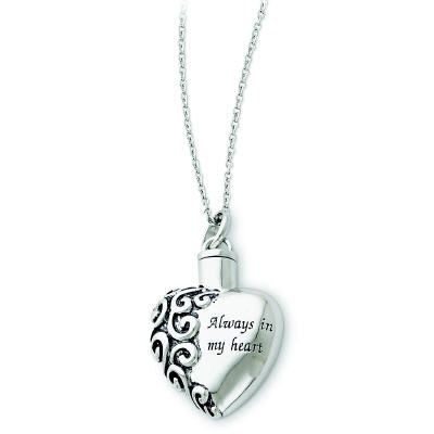 Silver Always In My Heart Ash Holder Pendant