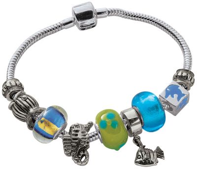 Sterling Silver Sea Life Glass Bead Bracelet
