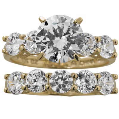 10K Ladies' CZ 2 Ring Set