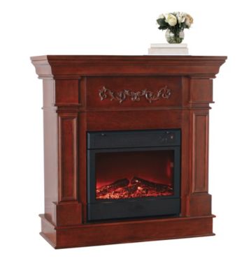 Elegant Cherry Scrollwork Fireplace w/Heater