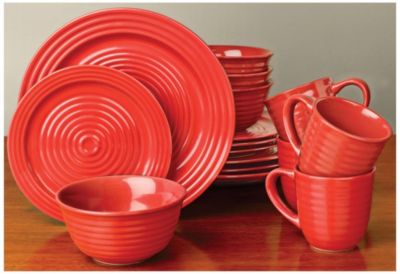 32pc Red/Burgundy Mesa Dinnerware Set