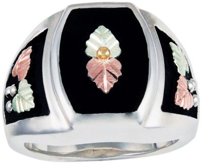 Black Hills Gold Men's Sterling Silver Onyx Ring