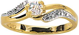 18K Two Tone Gold Over Silver CZ Ring Set
