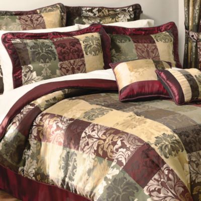 Townhouse 17pc Bedroom Set - Burgundy/Green