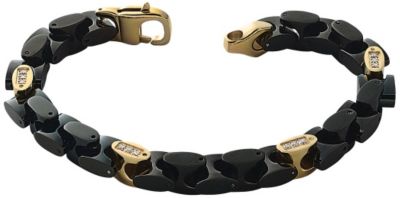 Goldtone and Black Plated Stainless Steel 2 PC Set