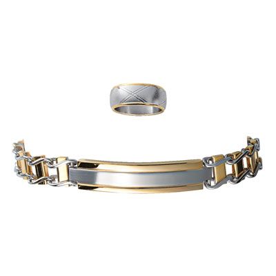 Men's Two Tone Stainless Steel Jewelry Set