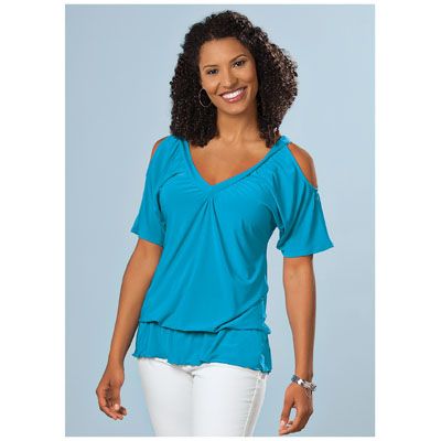JM Studio Women's Cold Shoulder Top