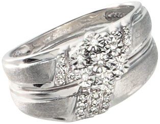 10K White Gold 1/10 CT. T.W. Diamond Bridal Set