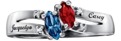 Sterling Silver Couples Birthstone Ring