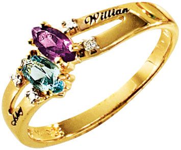 18K Gold Over Silver Couples Birthstone Ring