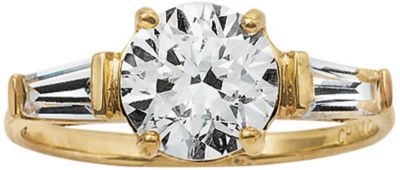 10K Gold Round & Baguette CZ Ring