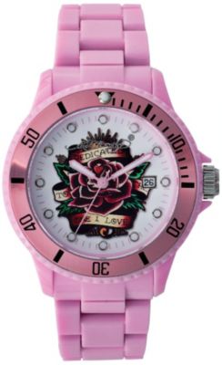 Ladies Pink Ed Hardy VIP Watch