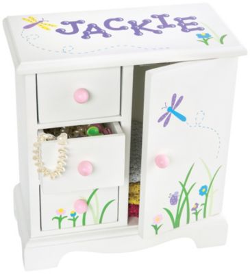 White Floral Personalized Jewelry Box