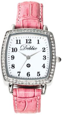Ladies' Silver Tone Square Personalized Watch Set