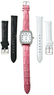Ladies' Silver Tone Square Personalized Watch Set