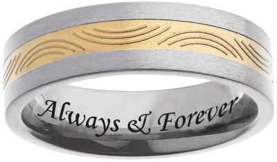 Titanium Two Tone Engraved Pattern Band