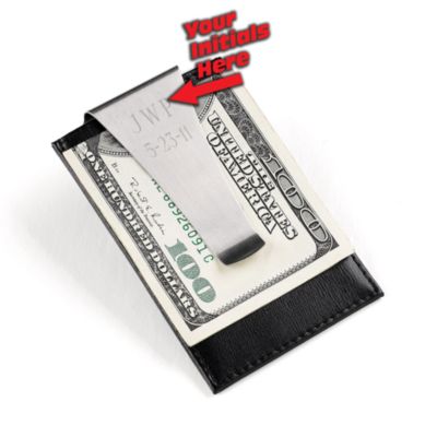 Personalized Leather Money Clip and Card Holder